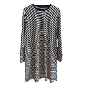 J. CREW Navy and White Striped Soft Jersey Swing Shirt Dress Long Sleeve XXL